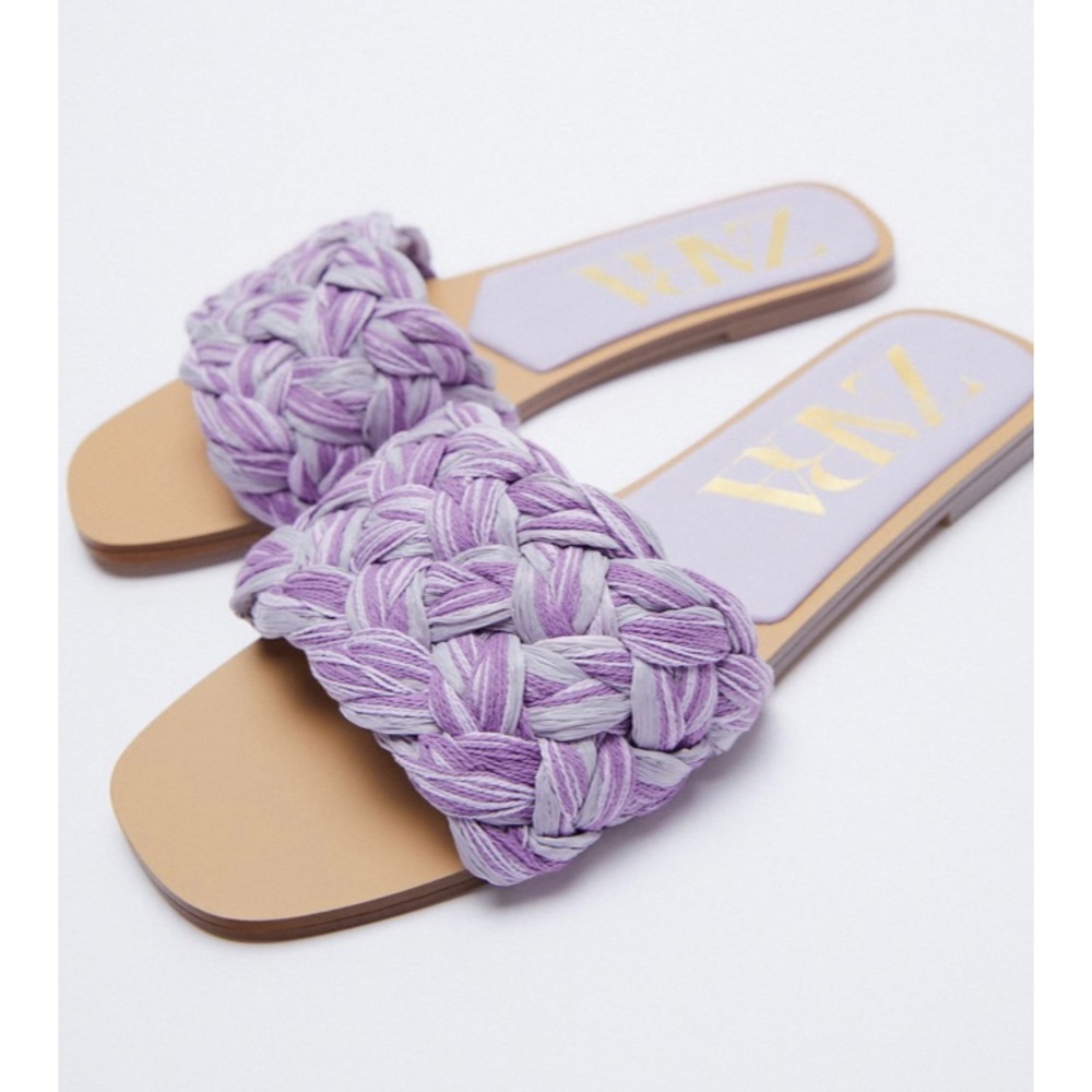 Zara woven raffia flat sandals